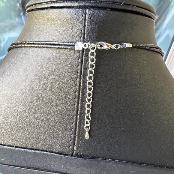 Pendant Necklace Red Creek Jasper Polish Multicolor Stone 18 KGP Silver Bale 16" - Picture 4 of 5